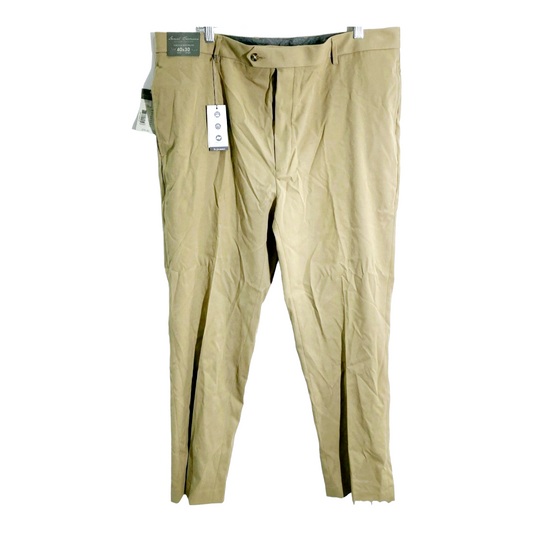 NWT *Daniel Cremieux Khaki Tan Polyester Pants (Size 40×30) Stretch Waist