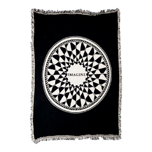 Black & White "Imagine" Cotten Jacquard Blanket Reversible (69"×49") NEW