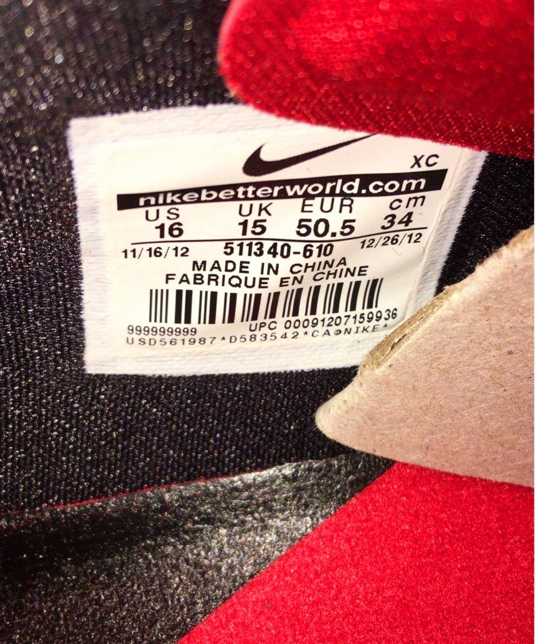 Men's *Nike Red & Black Vapor Pro Low TD Football Cleats (Size 16) 511340-610