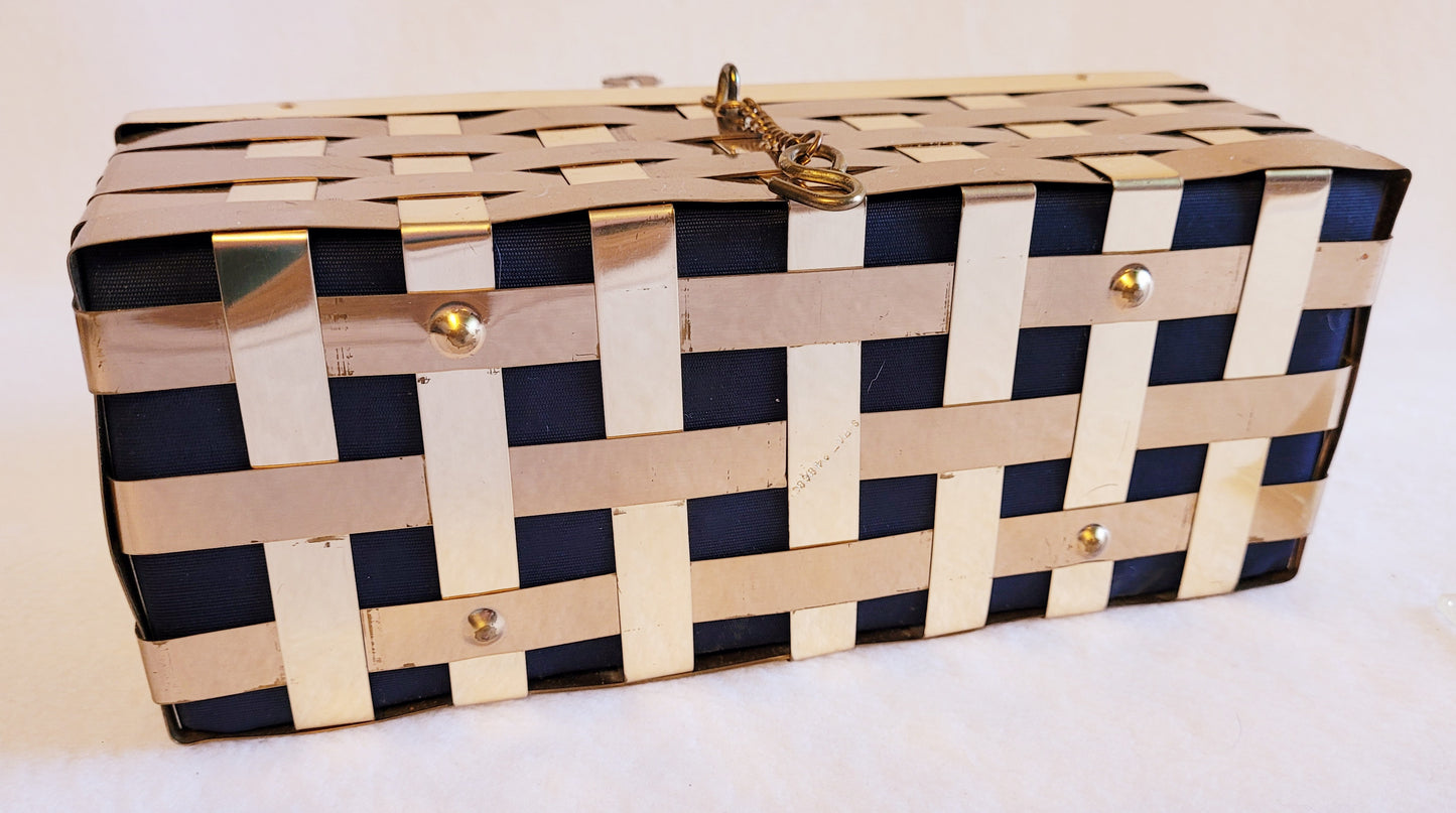 VINTAGE Dorset & Rex 5th Basket Woven Brass Purse Clutch Retro