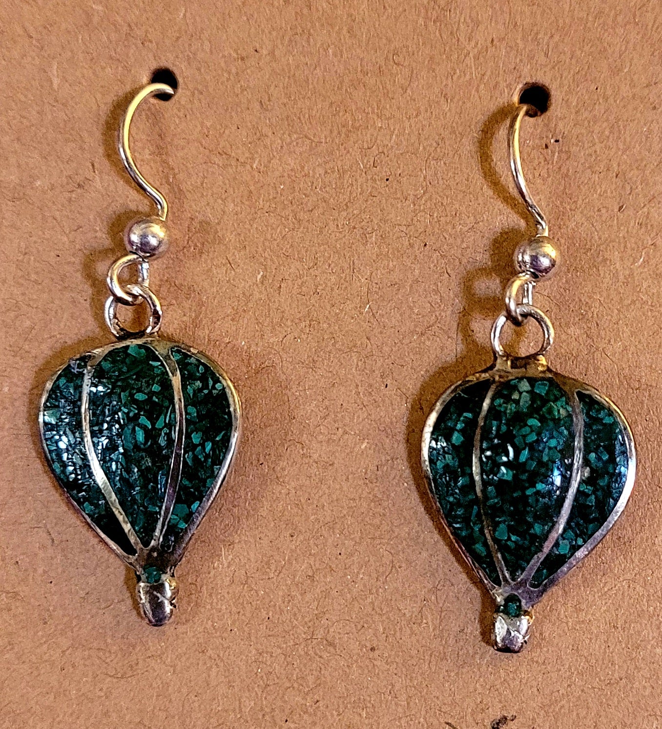 Beautiful Sterling Silver & Green Turquoise Hot Air Balloon Earrings
