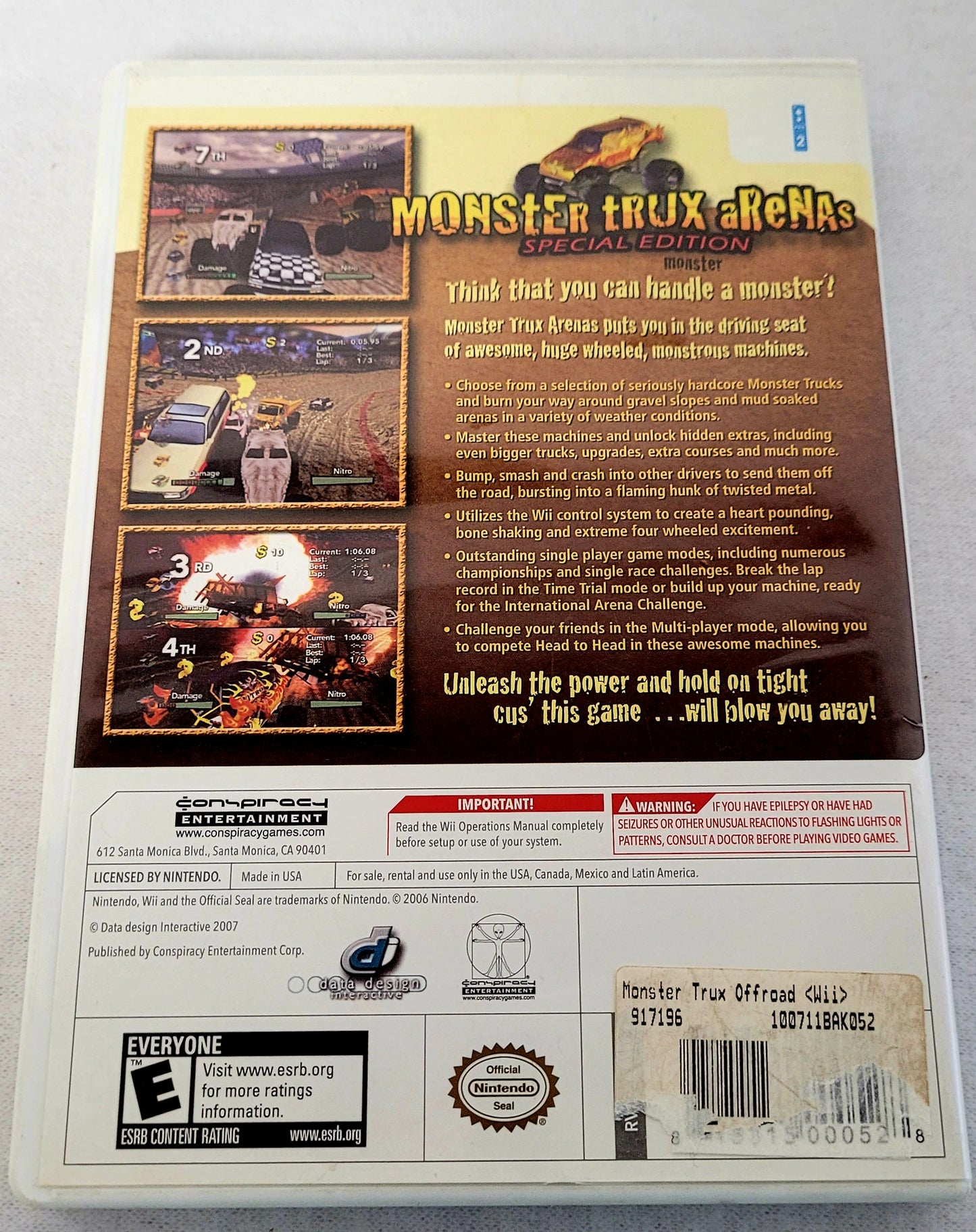 Nintendo WII - Monster Trux Arenas Game