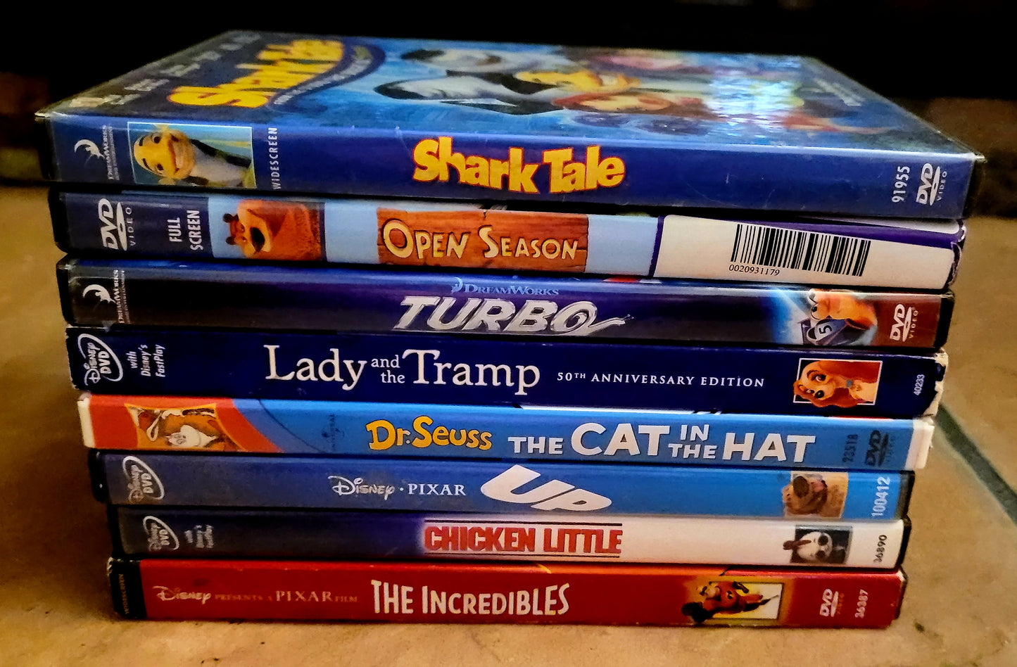 Collection of 8 Cartoon Family Movie DVD's (used)