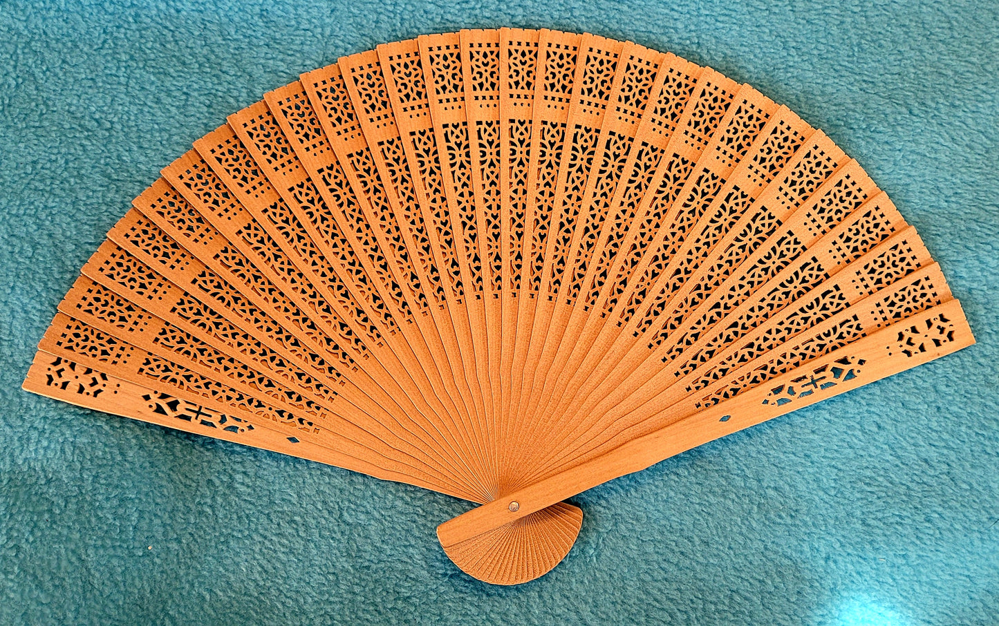 Two - Chinese Inspired Light Wood Fans, 1 Floral Designed