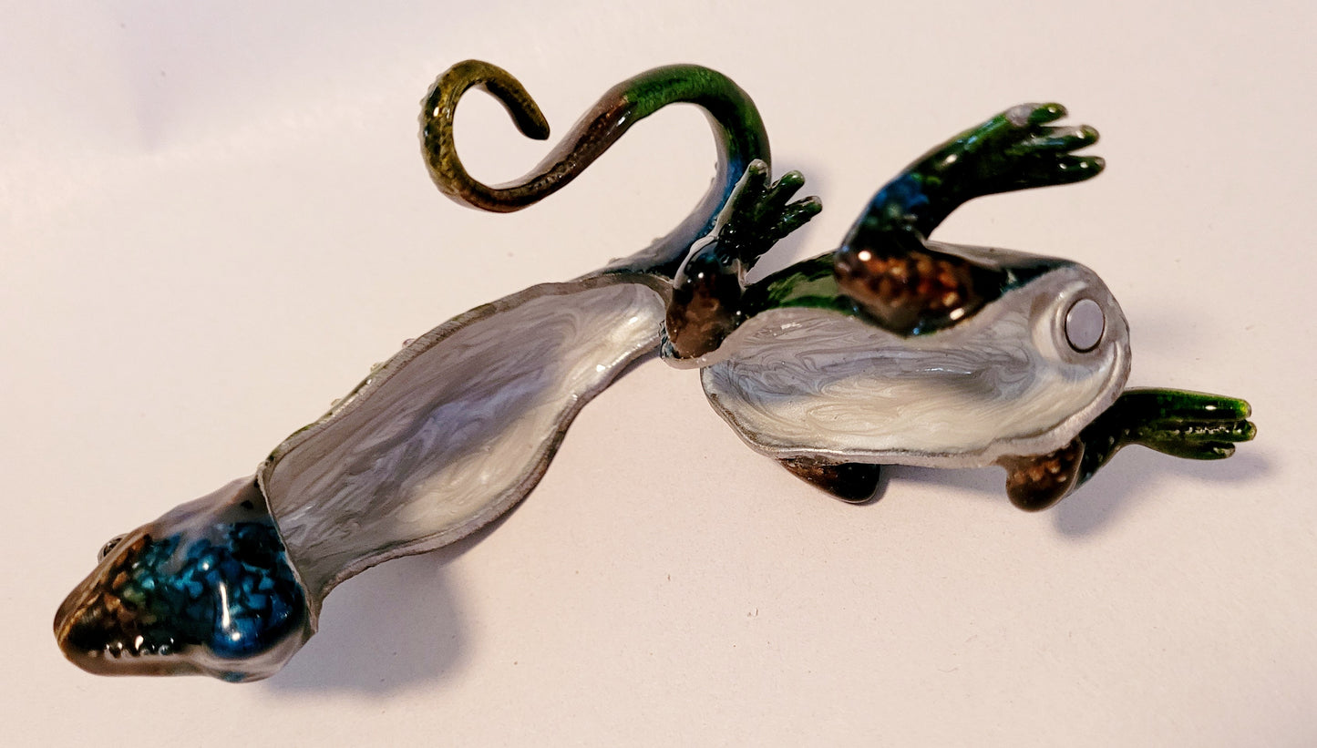 Enameled Lizard Iguana Trinket Box Jewelry