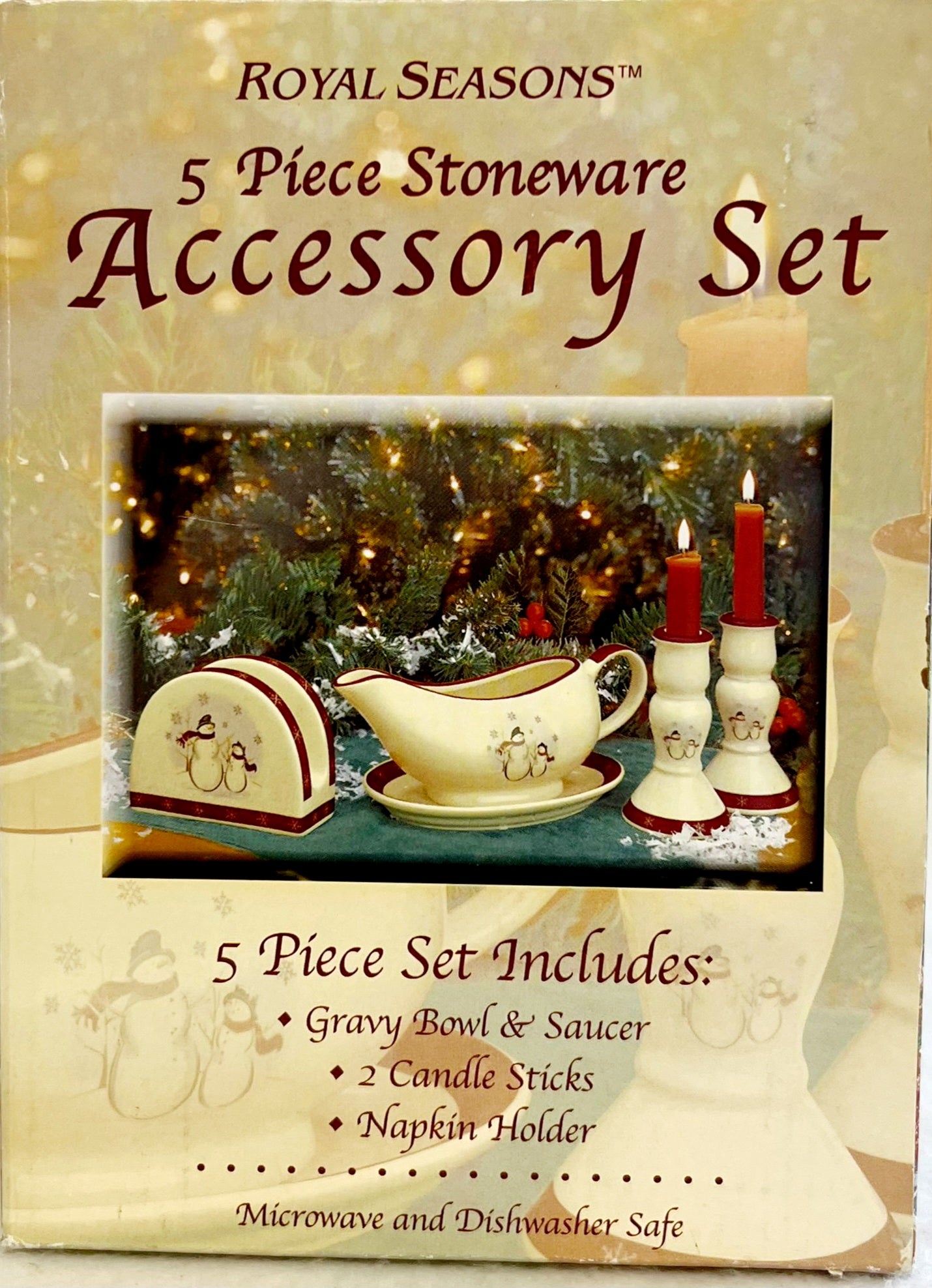 Royal Seasons * 5-piece Stoneware Accessory Set NIB