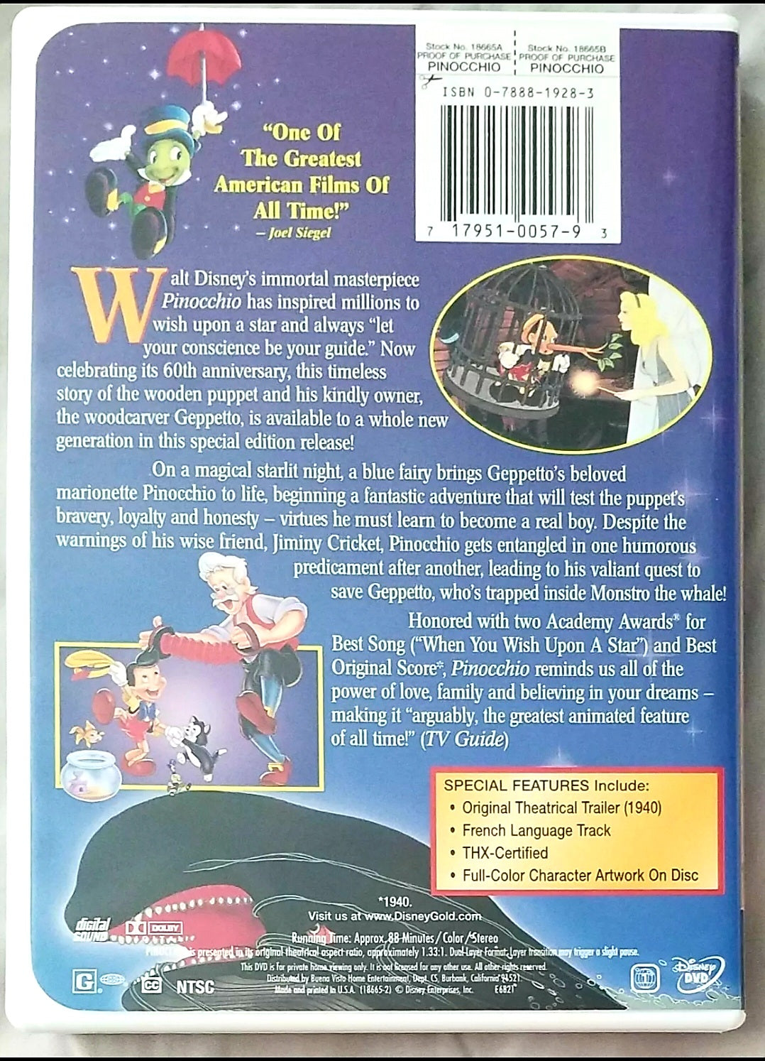 Walt Disney Gold Edition, PINOCCHIO 1999/DVD *New