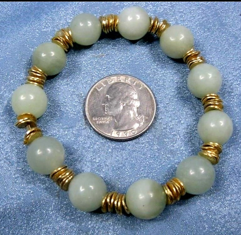 Beautiful Metal & Beaded Stone Stretch Bracelet