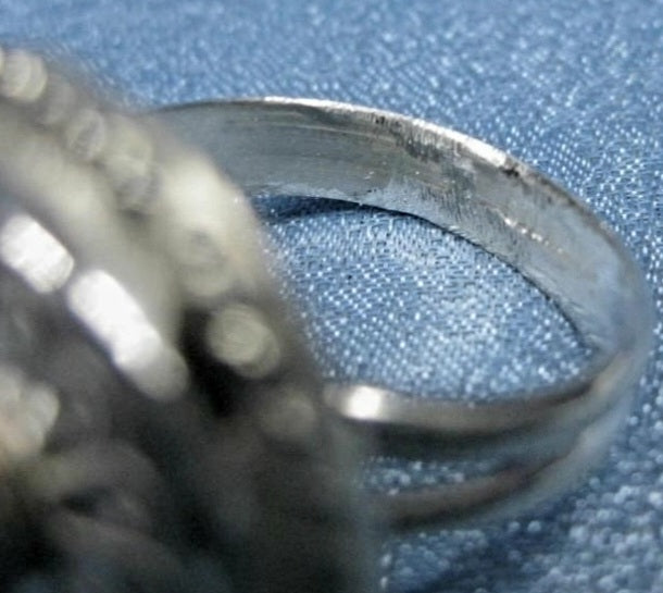 Dramatic Round Sterling Silver & Turquoise SW Statement Ring Hallmarked *sz8.5