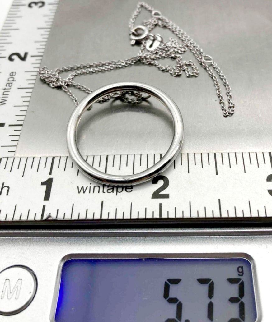 Vintage Floating Circle Sterling Silver 18" Necklace