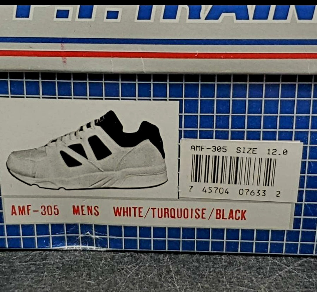 NIB *New White/Blue Men PT Trainer Athletic Shoes (size 12)