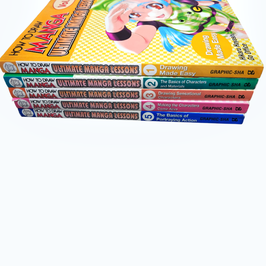 Five (5) "How To Draw Manga: Ultimate Manga Lessons Set" (Books #1 - 5)