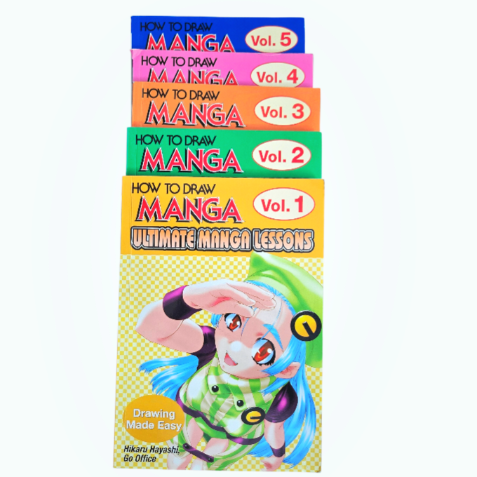 Five (5) "How To Draw Manga: Ultimate Manga Lessons Set" (Books #1 - 5)