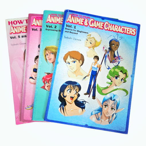 (4) How To Draw *Anime & Game Characters [Vol. 1-3,5] Manga Books / T. Ozawa