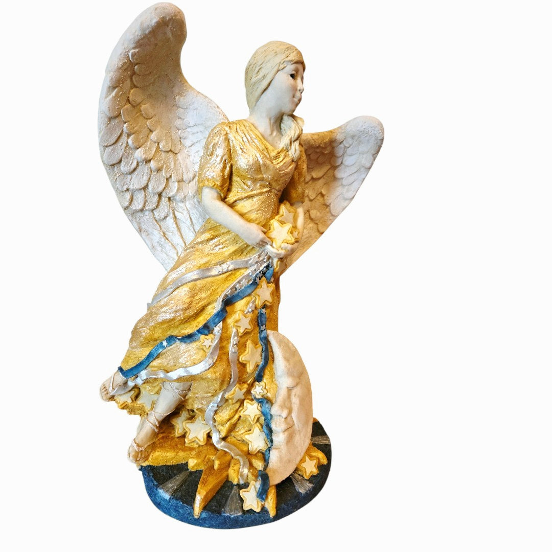 NIB *Vtg United Design Angels "Celestial Guardian Angel" Moon/Stars Fig. Ltd Ed/COA