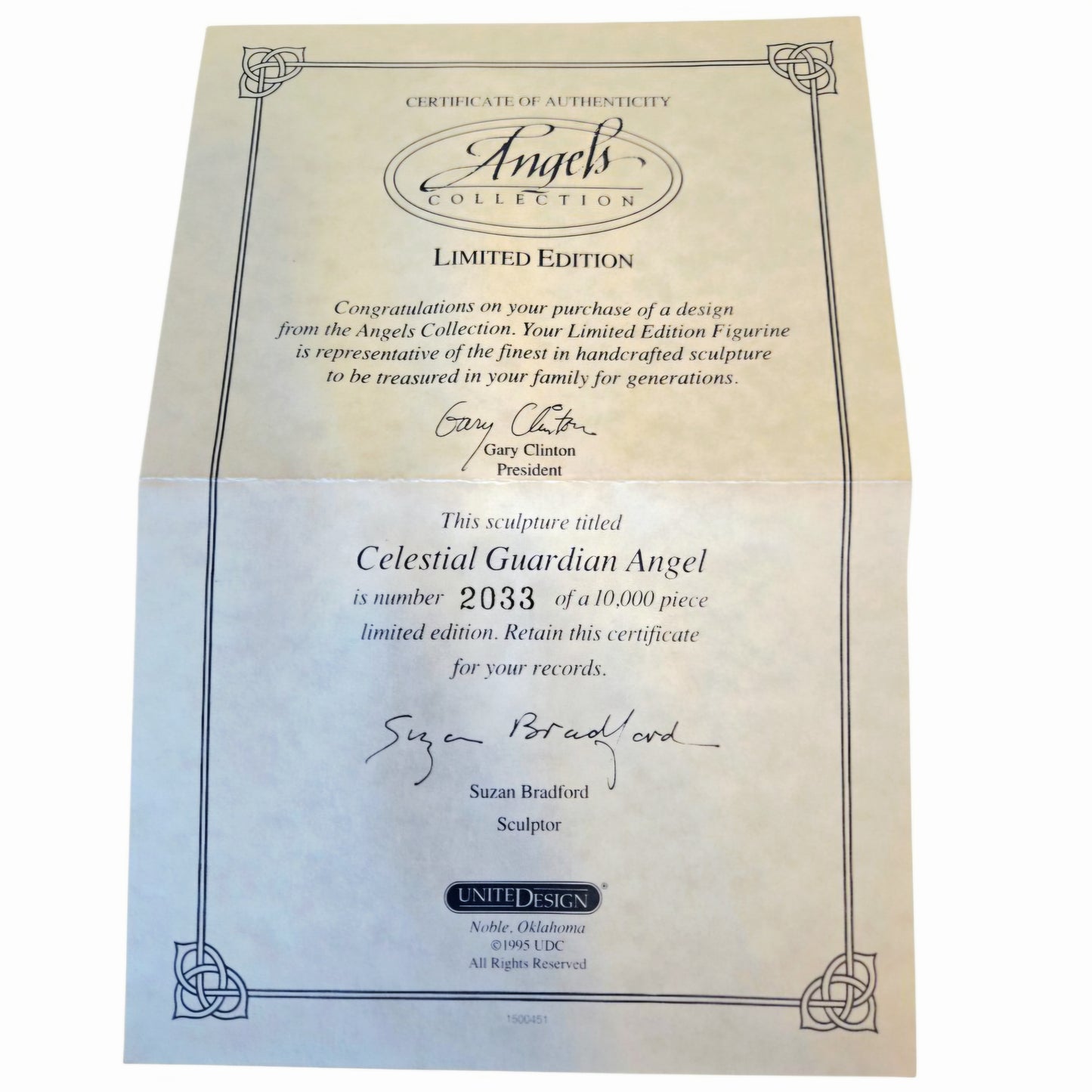 NIB *Vtg United Design Angels "Celestial Guardian Angel" Moon/Stars Fig. Ltd Ed/COA