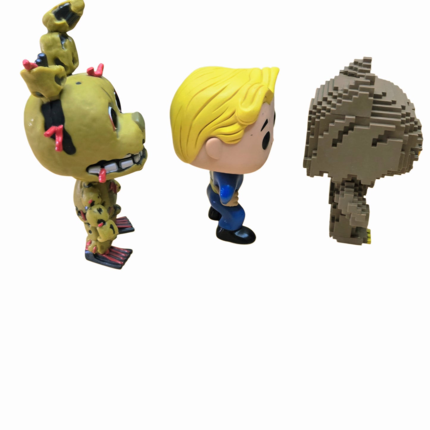 Funko Pop & Pixel Figure Lot - Springtrap (FNAF), Vault Boy (Fallout), and 8-Bit Werewolf