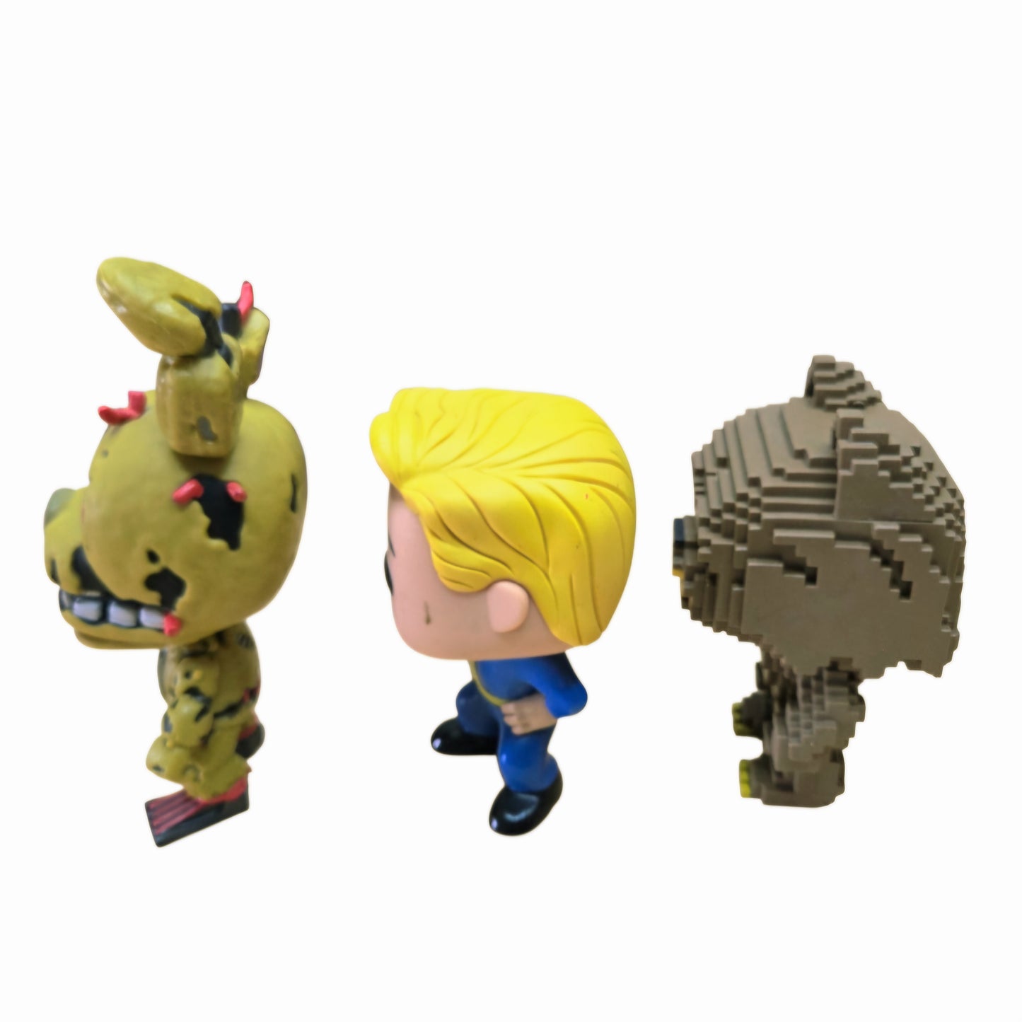 Funko Pop & Pixel Figure Lot - Springtrap (FNAF), Vault Boy (Fallout), and 8-Bit Werewolf