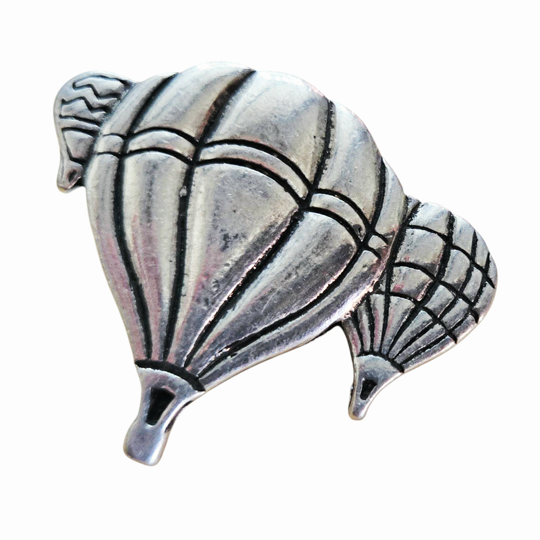 Vintage *Pewter "Mass Ascension" Lapel Pin Showing (3) Hot Air Balloons