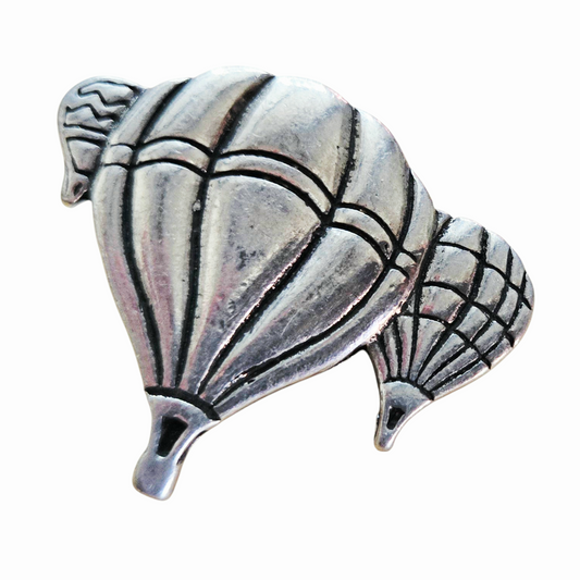 Vintage *Pewter "Mass Ascension" Lapel Pin Showing (3) Hot Air Balloons