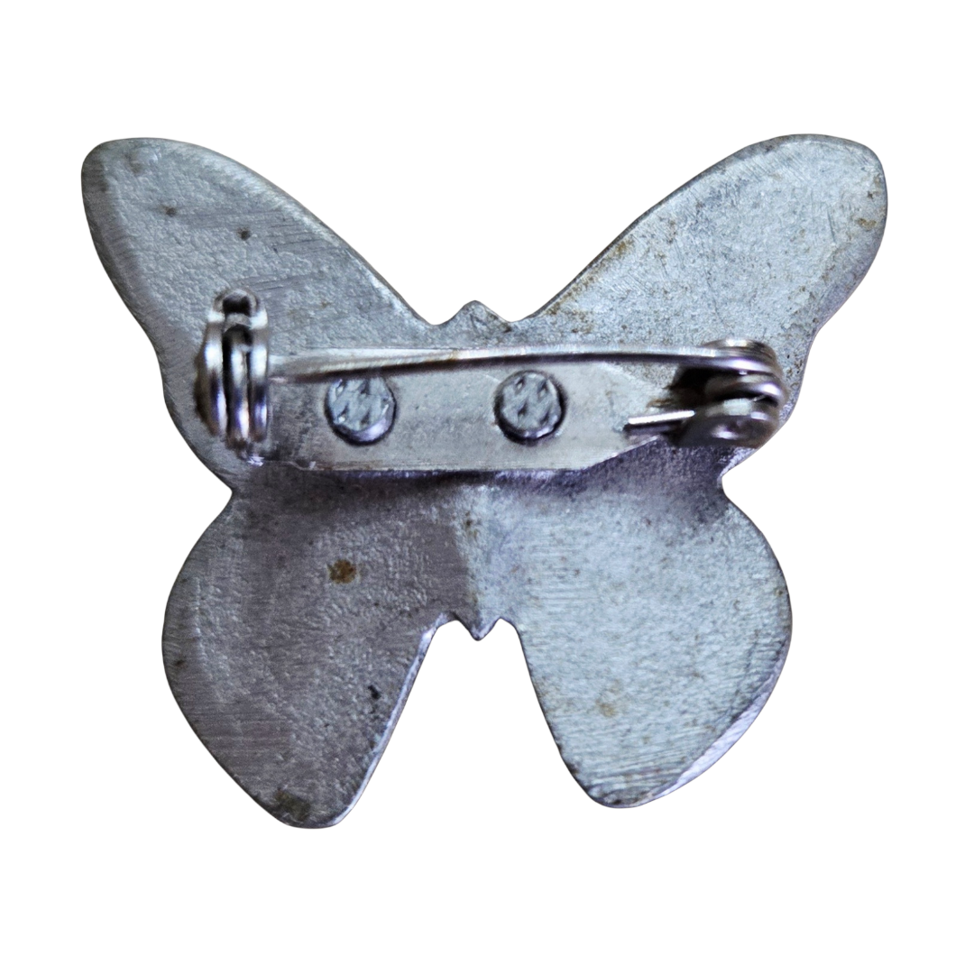 Vintage *Pewter BUTTERFLY Brooch Textured Detail Pin