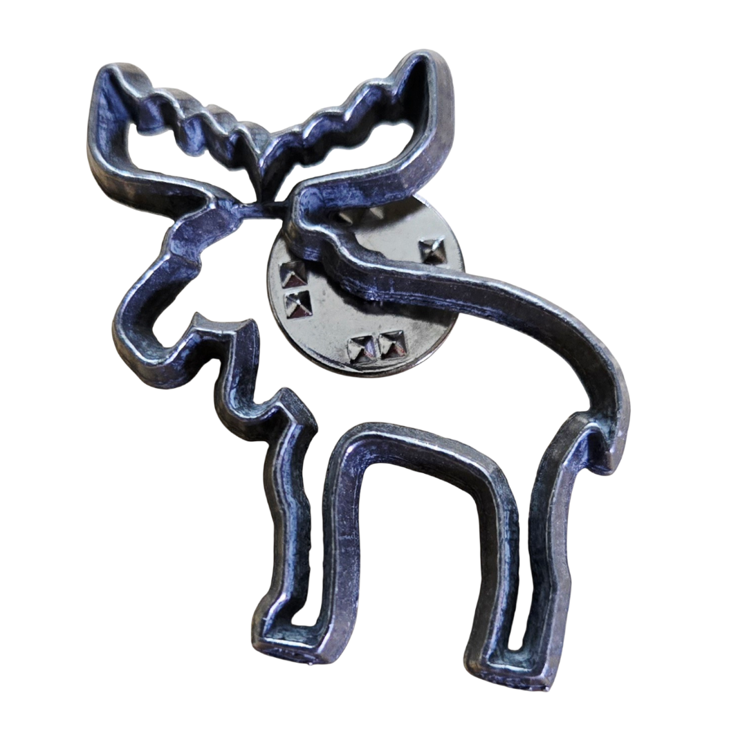 Vintage *Pewter MOOSE Retro Cookie Cutter Brooch Lapel Pin - Signed Ann Clark (1995)