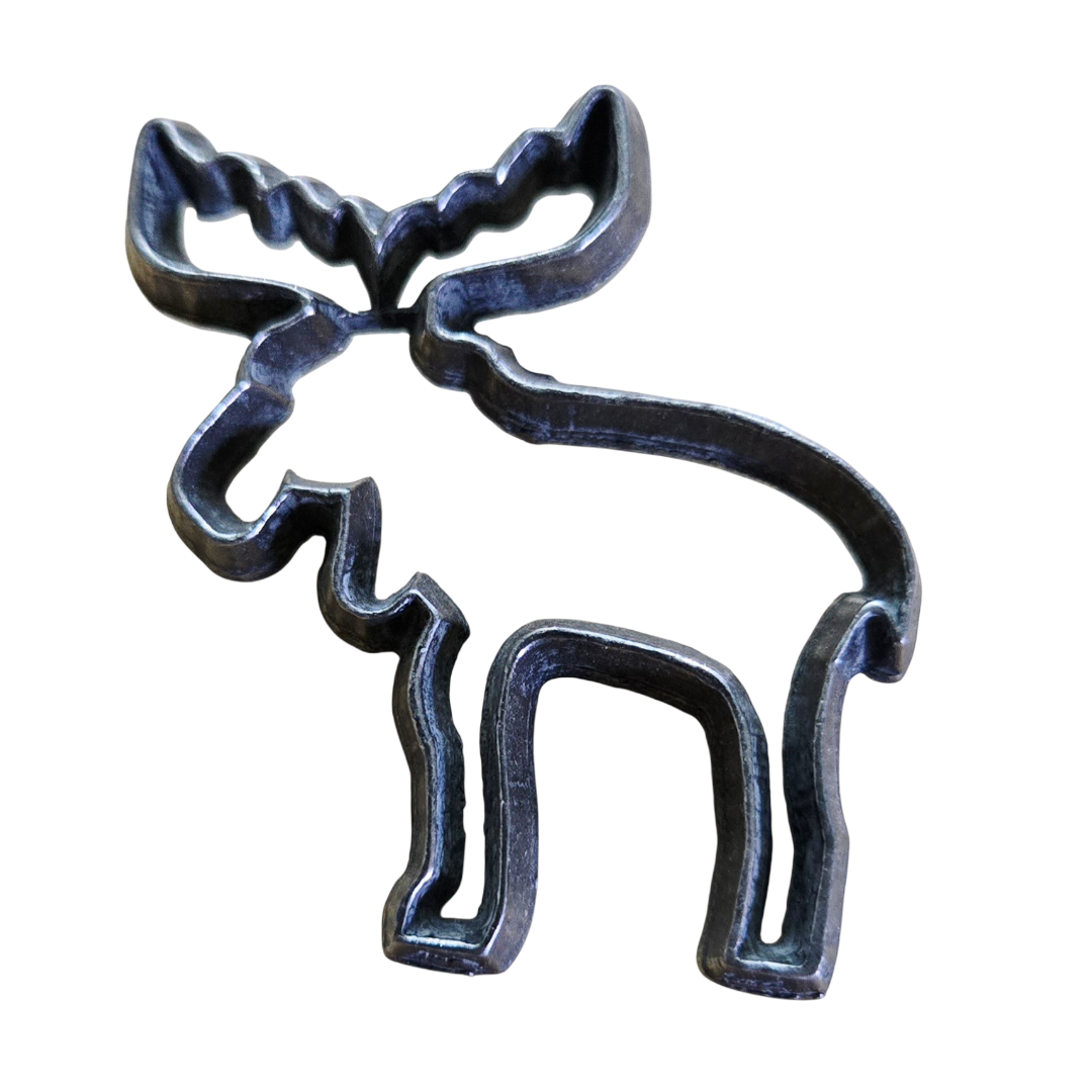 Vintage *Pewter MOOSE Retro Cookie Cutter Brooch Lapel Pin - Signed Ann Clark (1995)