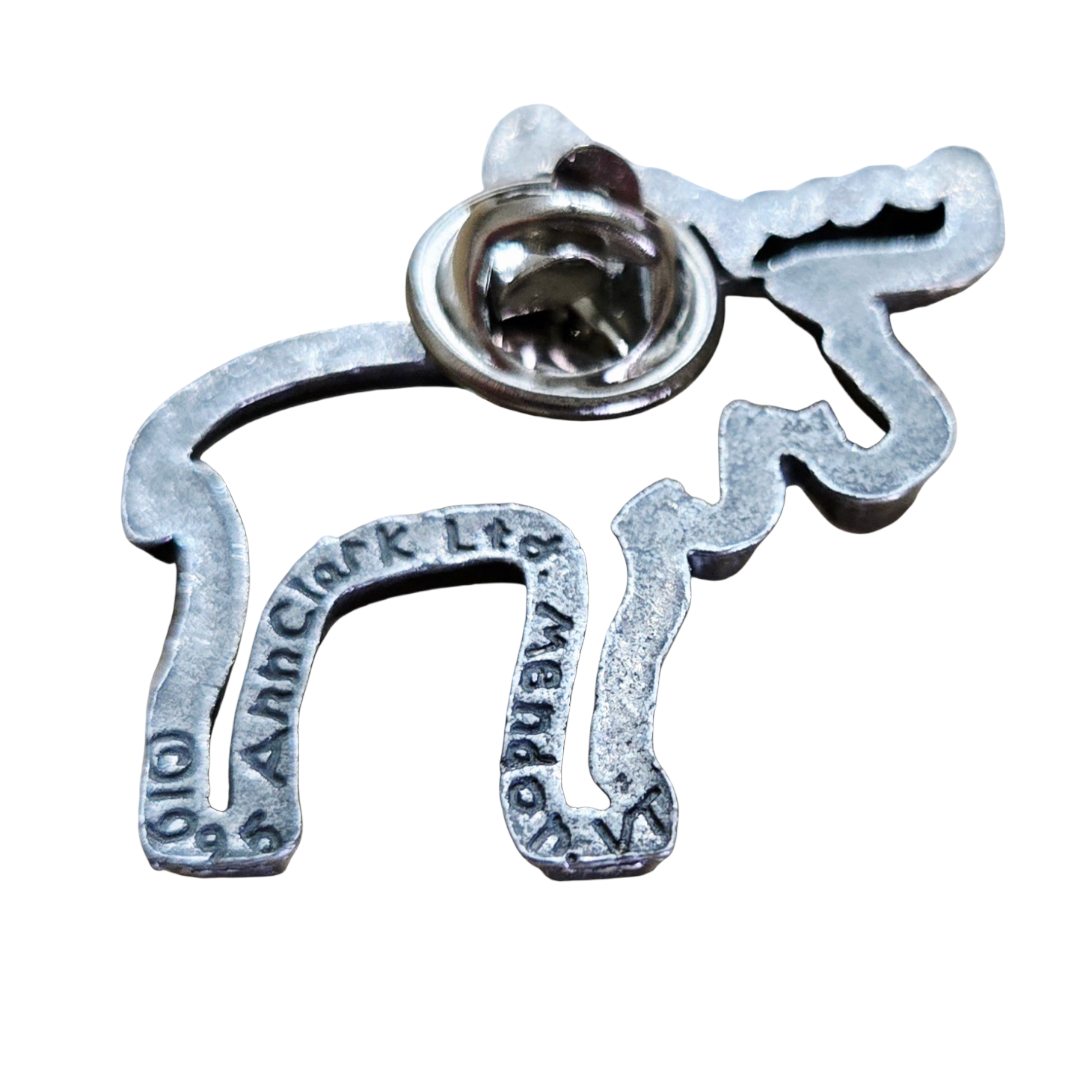 Vintage *Pewter MOOSE Retro Cookie Cutter Brooch Lapel Pin - Signed Ann Clark (1995)