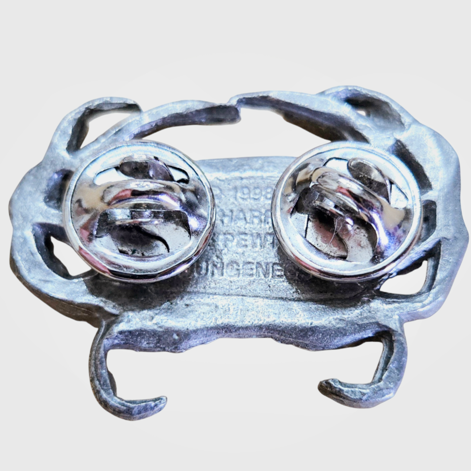 Antique *Fine Pewter @1988 Dungeness Crab Lapel Pin - George G. Harris Wildlife