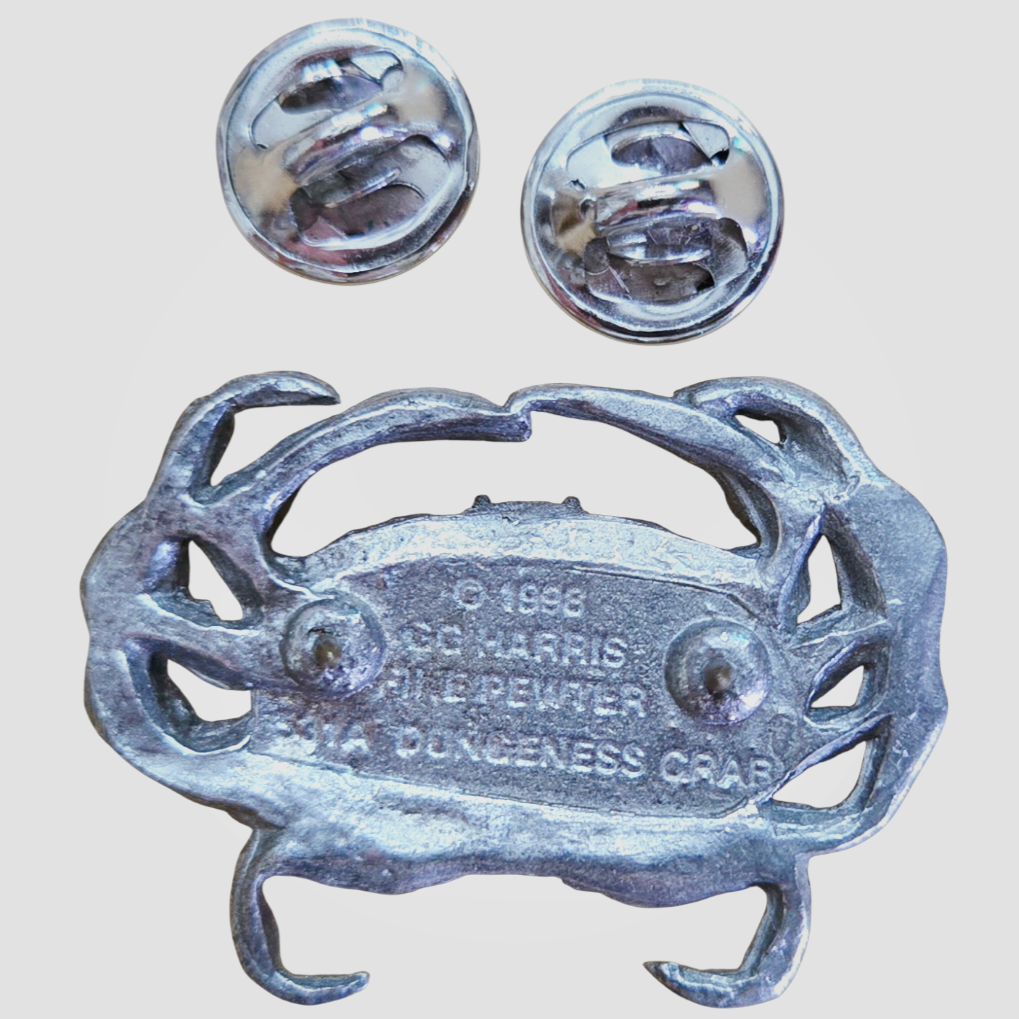 Antique *Fine Pewter @1988 Dungeness Crab Lapel Pin - George G. Harris Wildlife