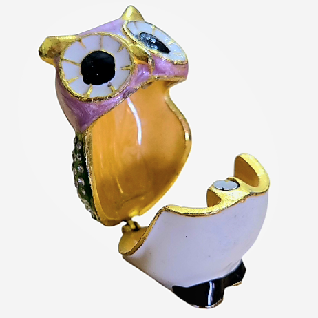 Adorable *Horned Owl Rhinestone Jewelry Box