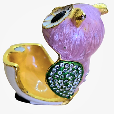 Adorable *Horned Owl Rhinestone Jewelry Box