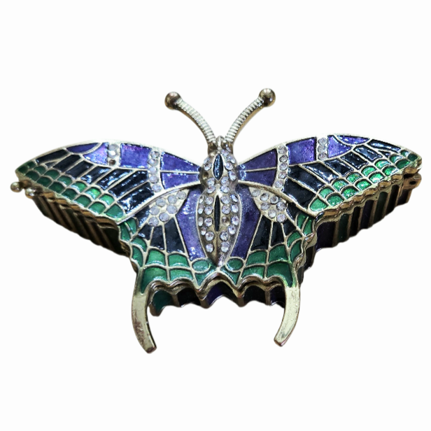 Beautiful *Cloisonne Figural Butterfly Trinket Pill Box