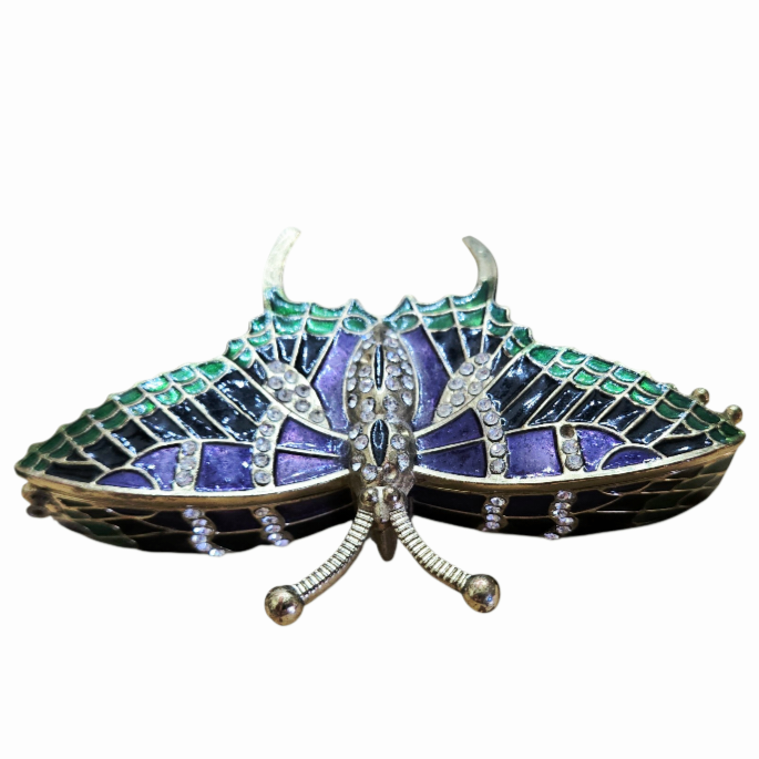Beautiful *Cloisonne Figural Butterfly Trinket Pill Box