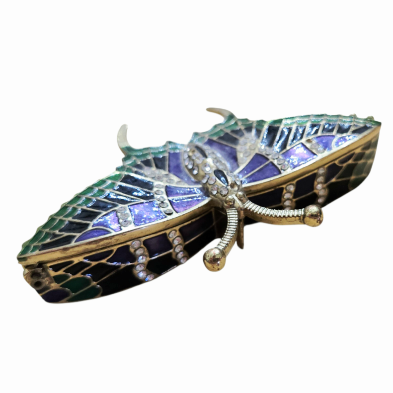 Beautiful *Cloisonne Figural Butterfly Trinket Pill Box
