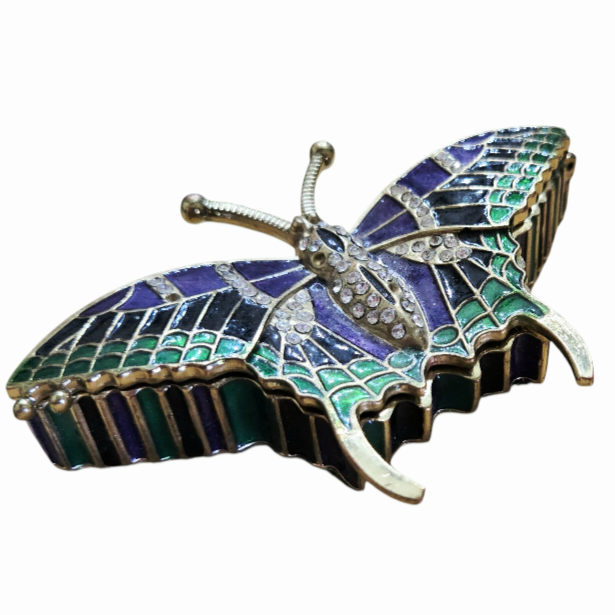 Beautiful *Cloisonne Figural Butterfly Trinket Pill Box