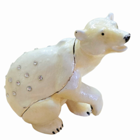 Polar *Bear & Cub Jeweled Trinket Box (with Austrian Crystals