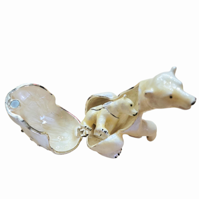 Polar *Bear & Cub Jeweled Trinket Box (with Austrian Crystals