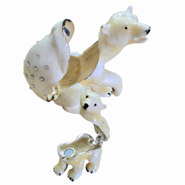 Polar *Bear & Cub Jeweled Trinket Box (with Austrian Crystals