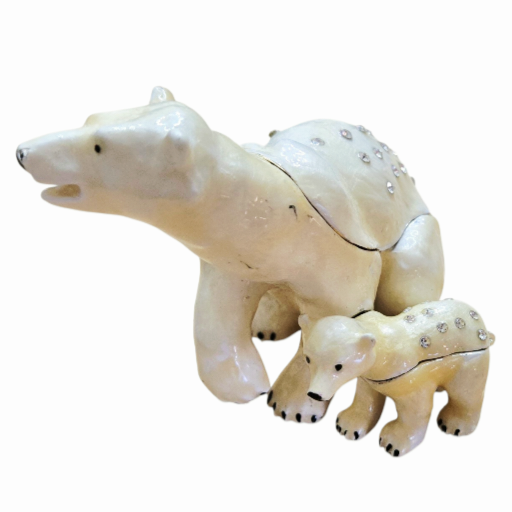 Polar *Bear & Cub Jeweled Trinket Box (with Austrian Crystals