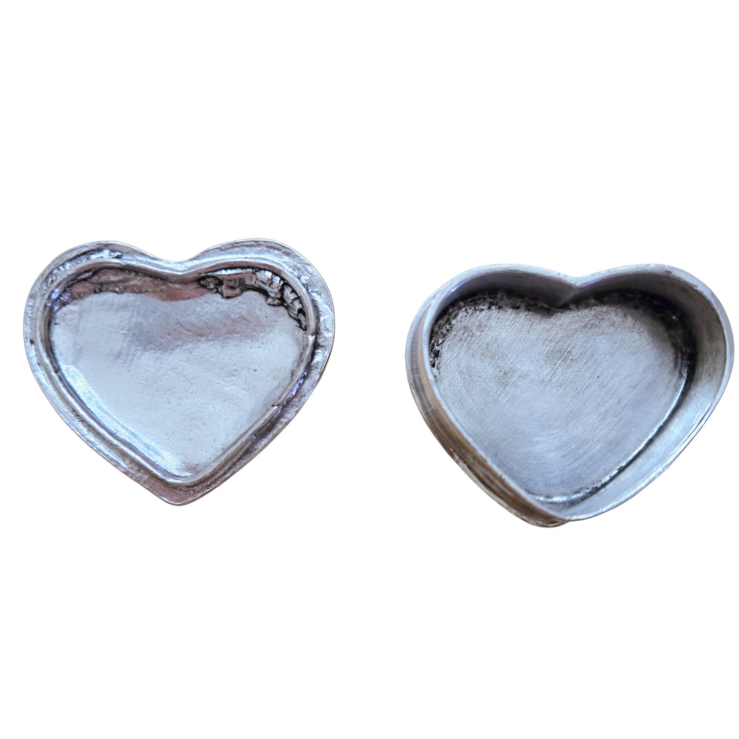 Vtg. *Pewter Heart Shape Trinket Box w/ Embossed Floral Lid (Kaufmann) 1980s