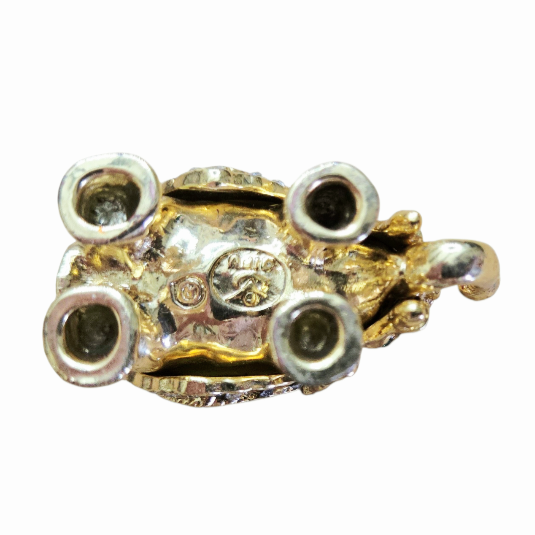 Cute *Mini Elephant Hinged Trinket Box Paperweight Gold Metal Enamel Bejeweled