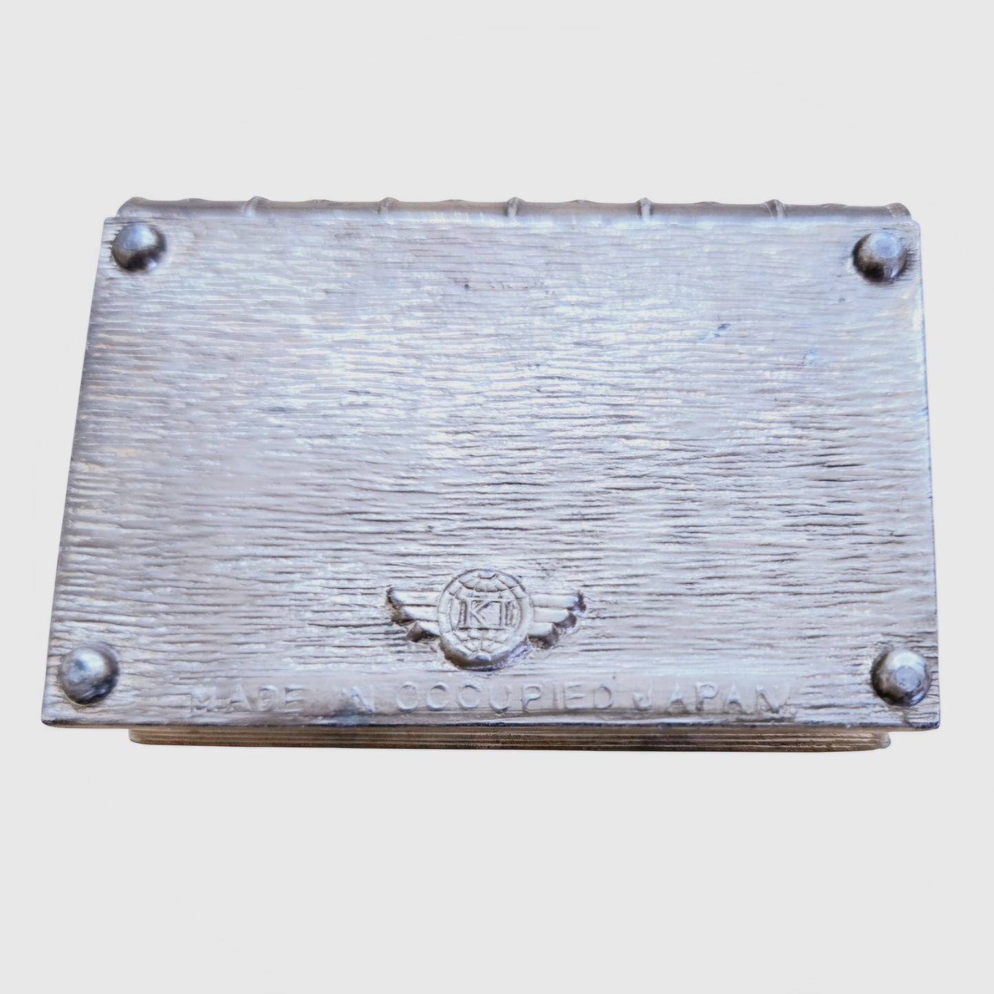 Vtg Book-Shaped Trinket Box– Blue Guilloche Enamel & Silver-Tone Metal Pill Box w/ Emb. Flowers & Butterflies