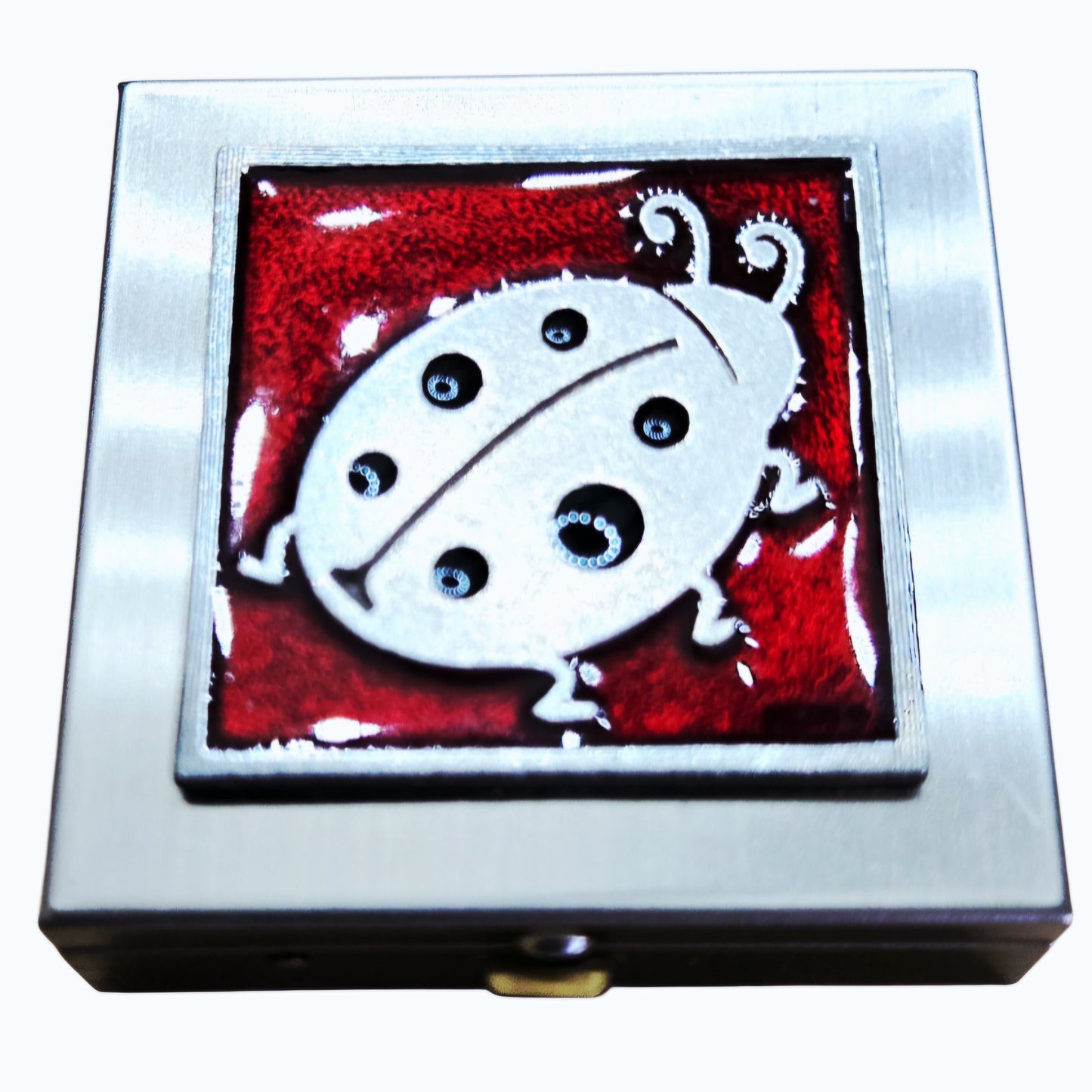 Vibrant *Red-and-White LADYBUG Compact or Pill Box by Charley Harper