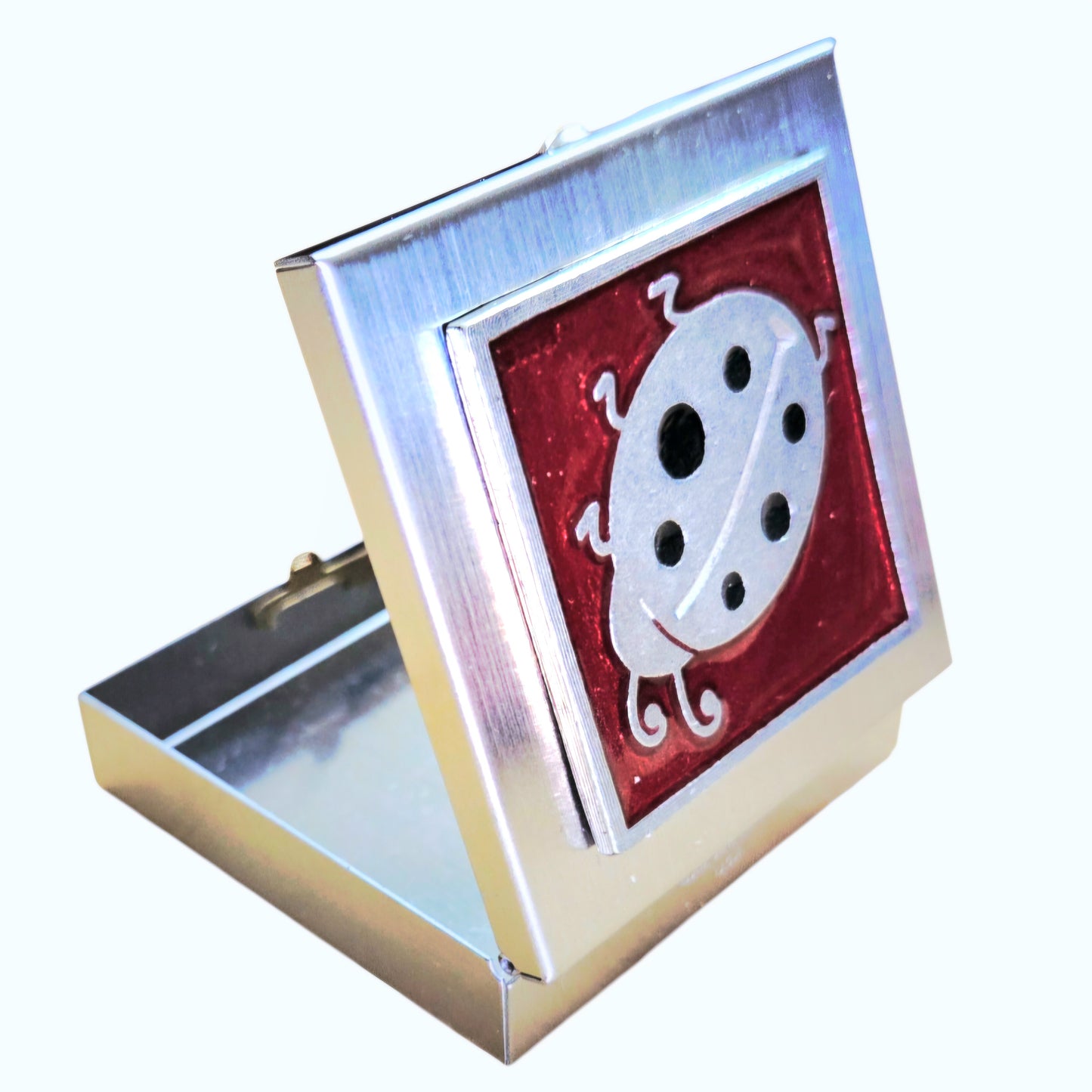 Vibrant *Red-and-White LADYBUG Compact or Pill Box by Charley Harper