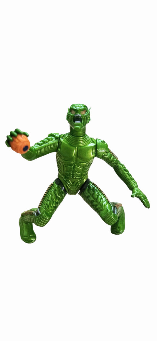 Vtg 2002 Toy Biz Spider-Man Movie Green Goblin Figure with Pumpkin Bomb