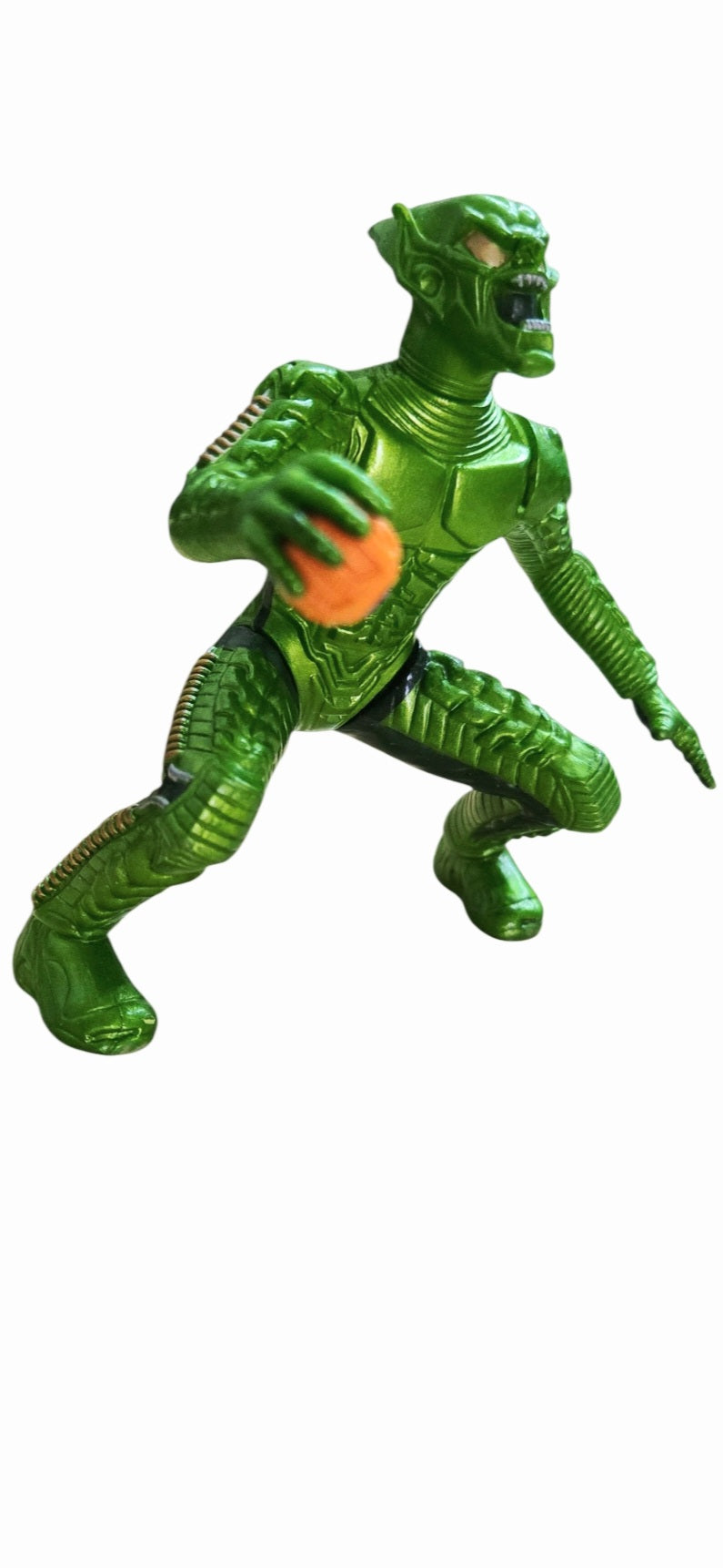 Vtg 2002 Toy Biz Spider-Man Movie Green Goblin Figure with Pumpkin Bomb