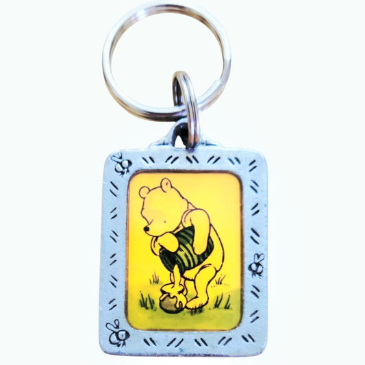 Disney Store Winnie the Pooh Pewter Enamel Keychain Classic EH Shepard Honey Pot