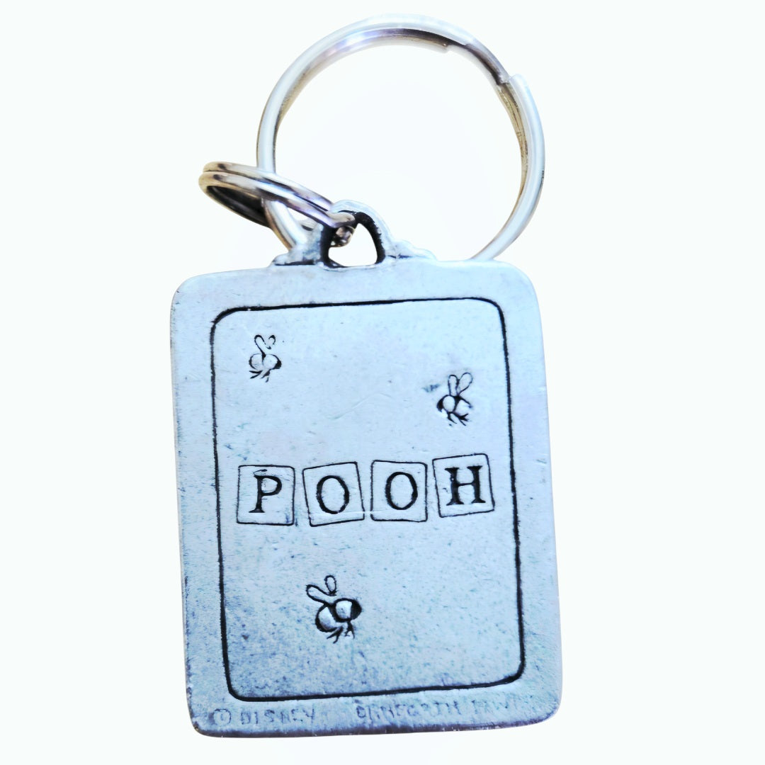 Disney Store Winnie the Pooh Pewter Enamel Keychain Classic EH Shepard Honey Pot