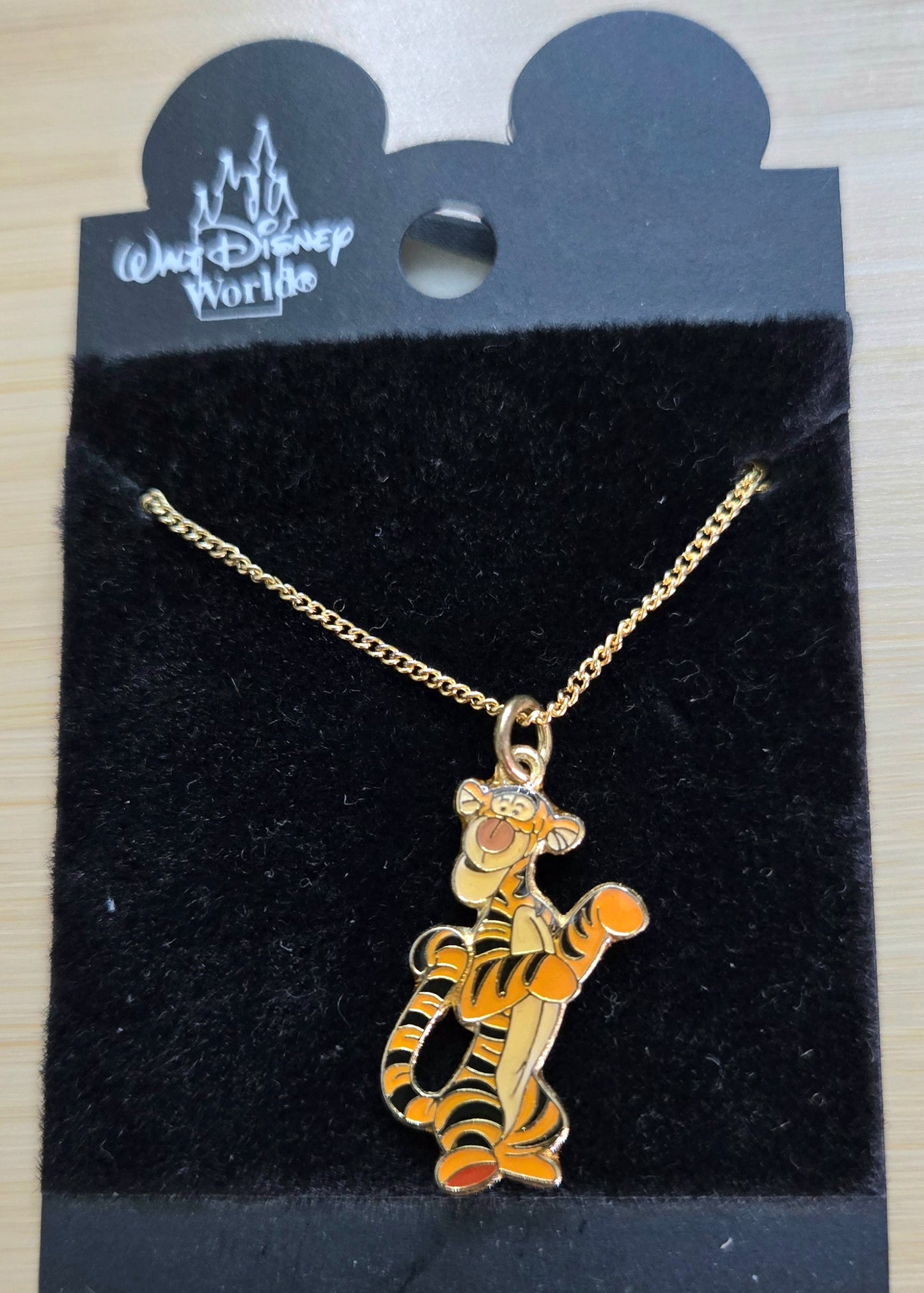 Official Walt Disney World Tigger Enamel Charm Pendant Necklace Gold Tone
